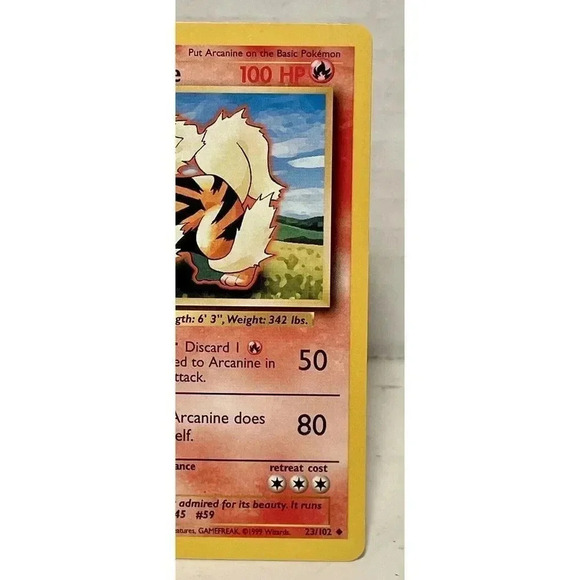 Pokémon TCG Arcanine Base Set 23/102 Regular Unlimited Uncommon NM - Picture 3 of 6